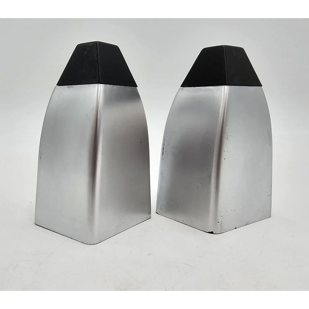Salt & Pepper Shakers Brushed Chrome Look Lucite Atomic Wedge Shape Seasoning